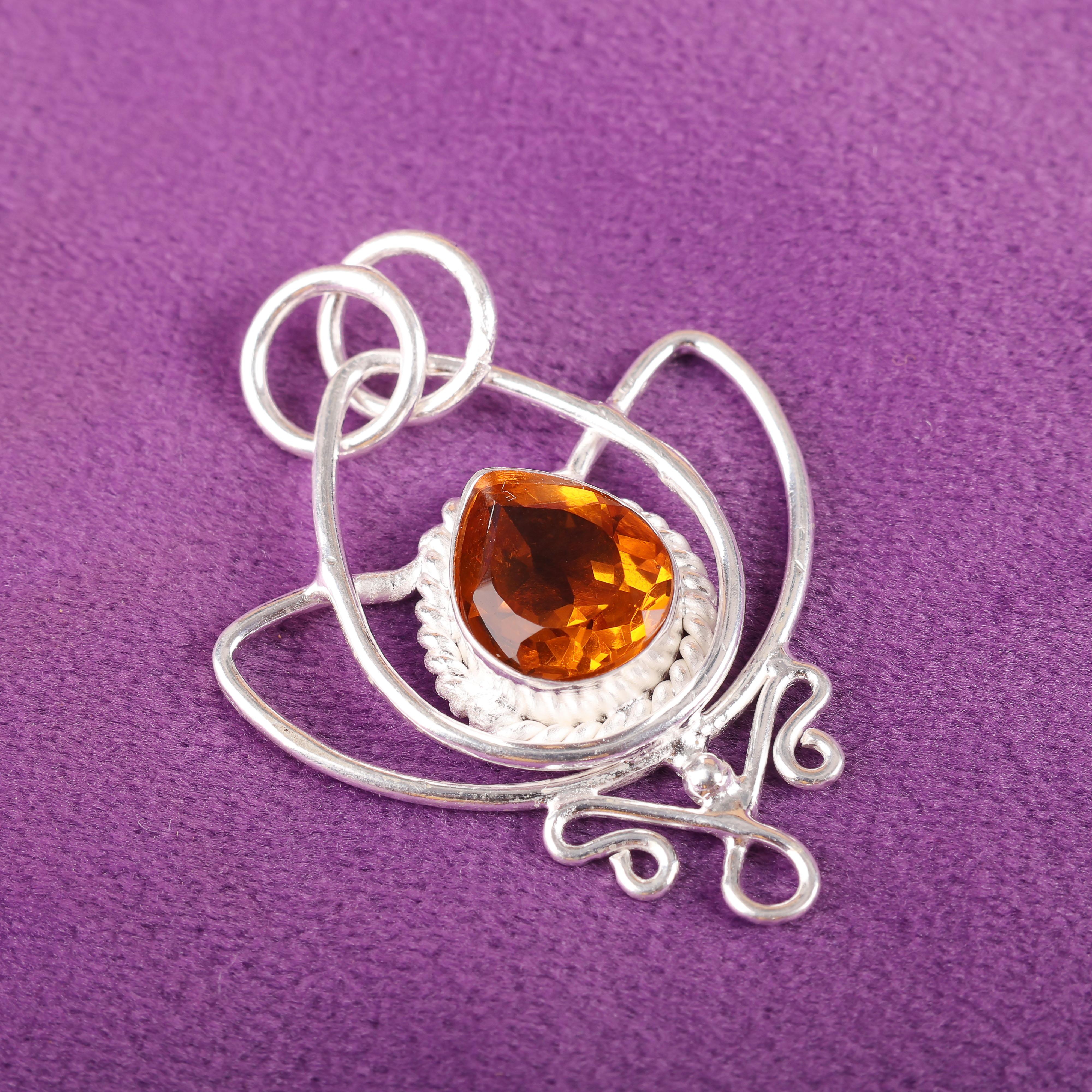 

Подвеска с цитрином, Ювелирное изделие из стерлингового серебра 925 пробы, Подвеска ручной работы, Для подарка на День благодарения 1.44 Inches оранжевый