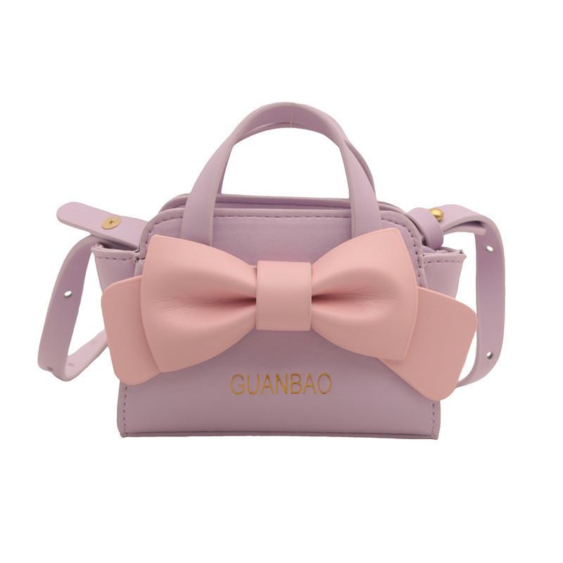 Chic And Modern Mini Handbag For Boys And Girls Featuring Cute Bow Design And Colors фиолетовый