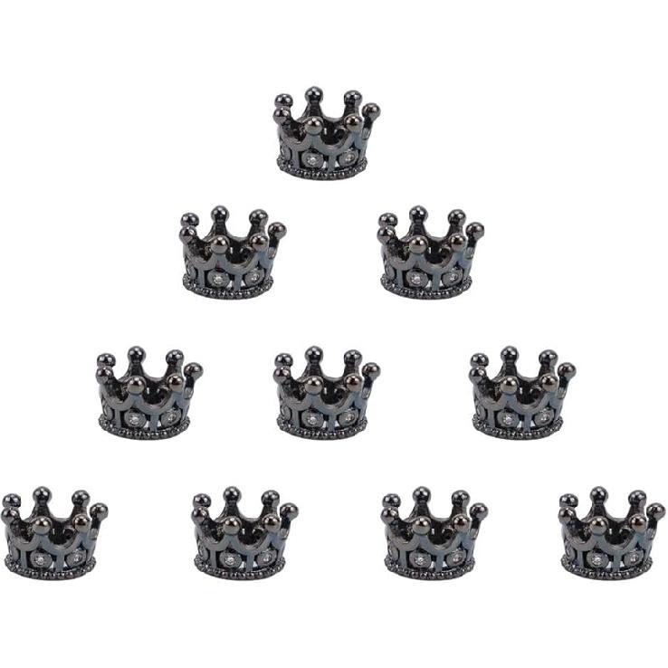 NBEADS 10 Stück Zirkonia Pavé Königskrone Perlen, 11x7mm Goldfarbe Armband Abstandshalter Charms Große Loch Lose Perlen für Armband Halskette DIY