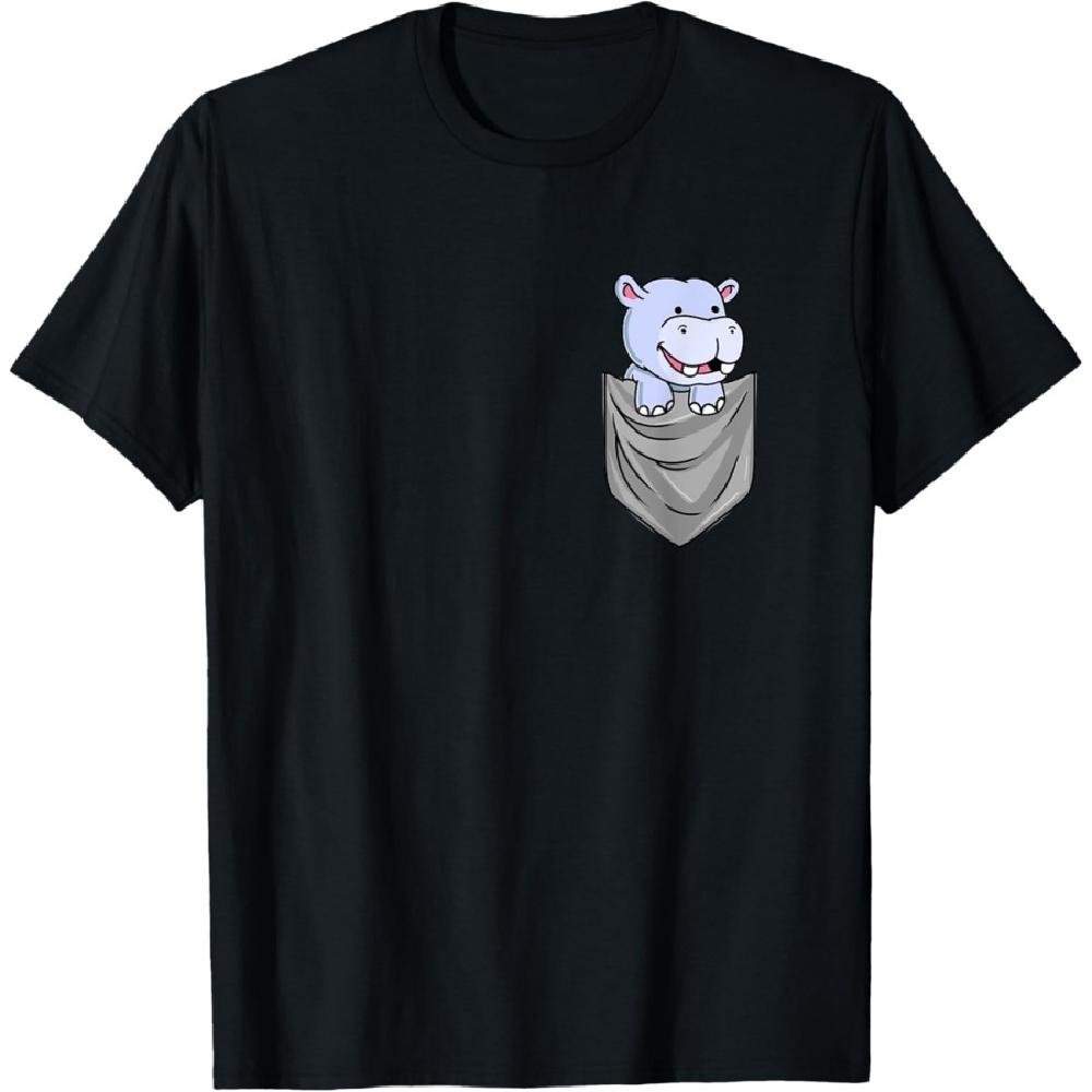 

Hippo In Pocket Hippopotamus Gift T-Shirt XXXXXL чорний