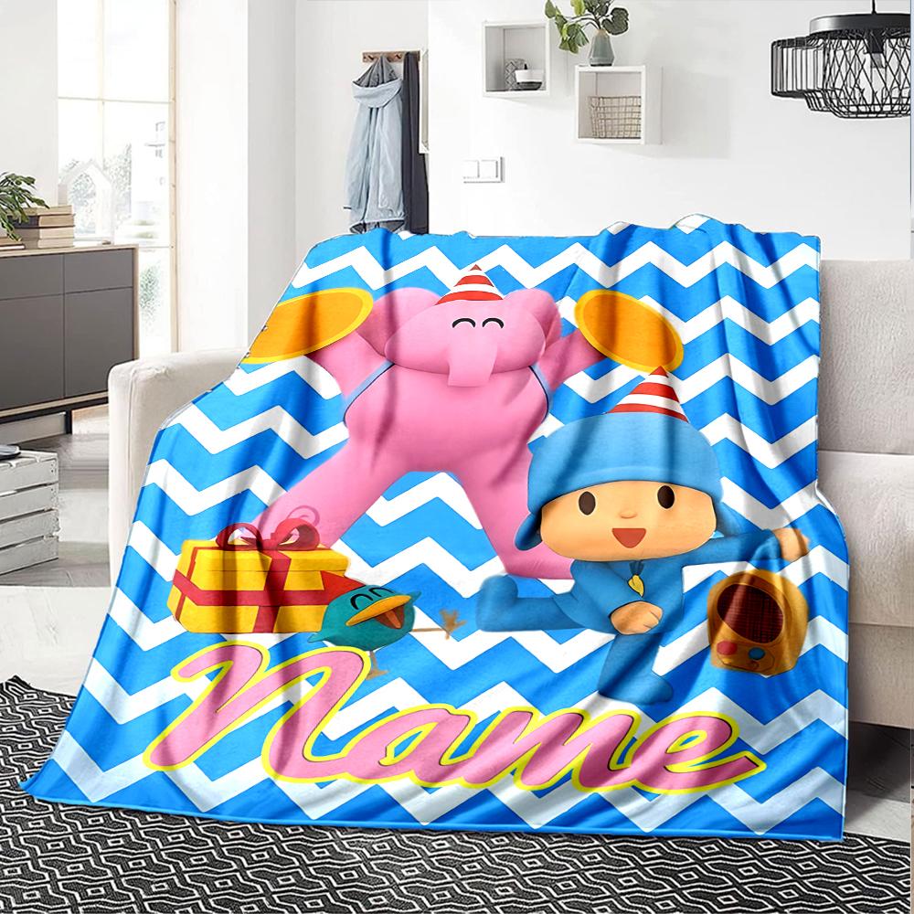 Customiz Name Personality Pocoyo Blanket Soft &Warm Sofa Office Bed Travel Lunch Break Blanket, Gift Suitable All Seasons