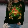 Womens Christmas Elk Print Crewneck Sweatshirt Casual Long Sleeve Top
