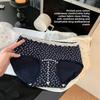 Ladies Spring and Autumn Cotton Small Floral Stitching Lace Print Extended Antibacterial Crotch Waist Underwear