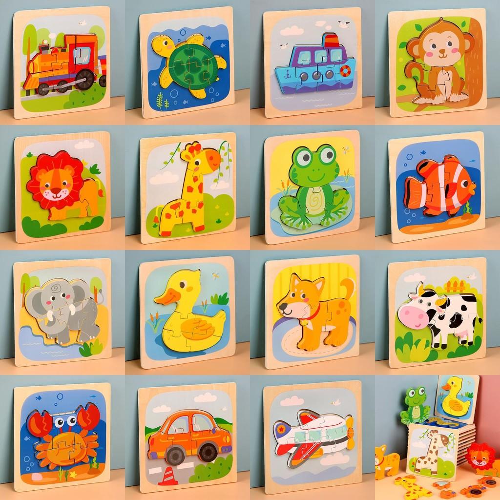 Puzzle Wooden 3d For Giraffe Airplane Animal Shapes Parentchild Interactive Play