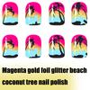 24 Pieces Coconut Sunset Press On Nail Glossy Short Square Artificial Nail Stick On Nail For Parties And Daily Use