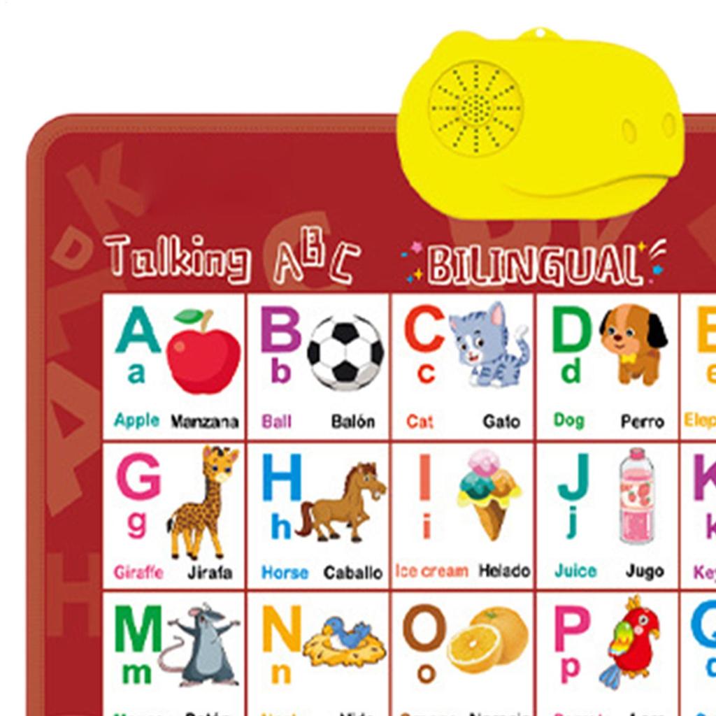 Bilingual Talking Wall Chart for Toddlers Learning Toys En/Spanish   Interactive Wall Chart with Musical Alphabet Educational