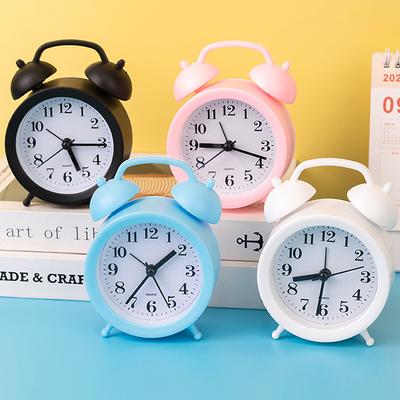 1PC Home Decoration Mini Small Alarm Clock Creative Quartz Round Alarm Clock Portable Desktop Ornaments