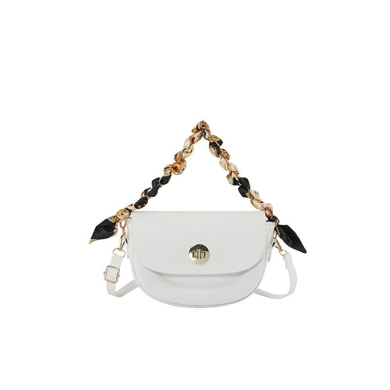

Wholesale Women s 2024 Spring New High-end Silk Scarf Saddle Bag Fashion Lock Buckle Single Shoulder Crossbody Bag белый