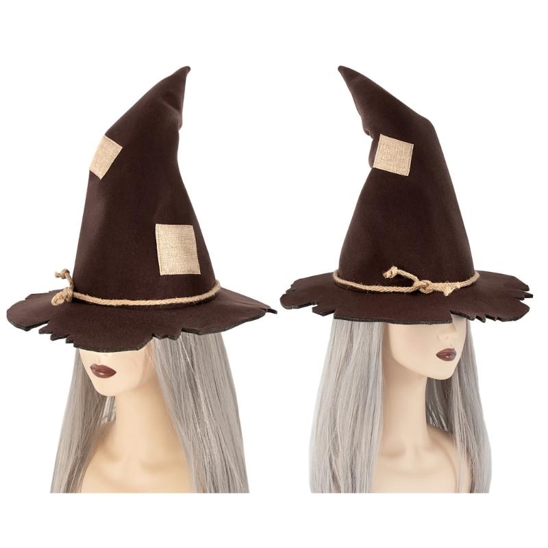 Scarecrow Felted Hat Unisex Magical Wizard Hats Halloween Witch Cosplay Hat for Halloween Party and Cosplay Event