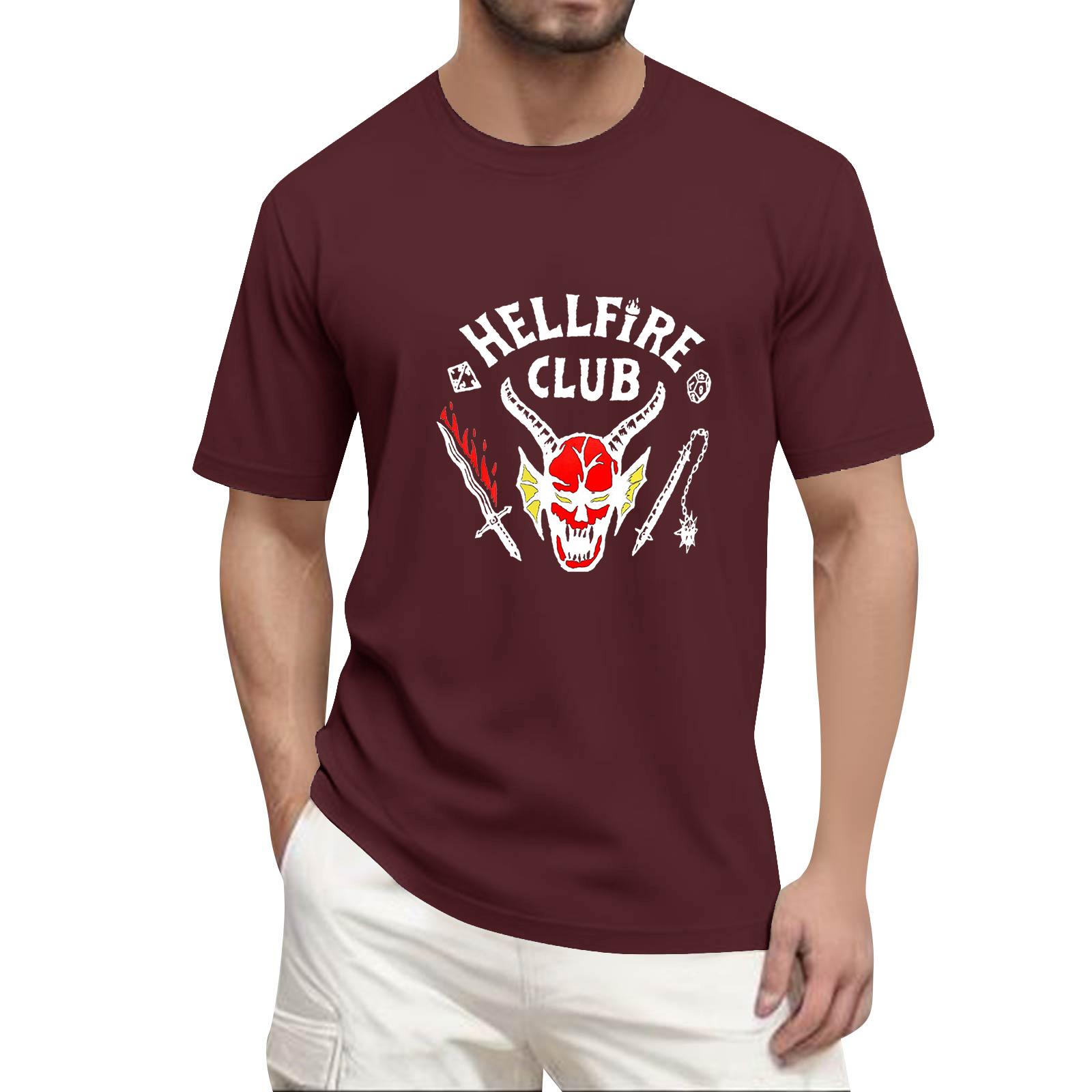 

Men s Fashion Casual Short-Sleeved Printed T-Shirt With Round Neck XXXL винный