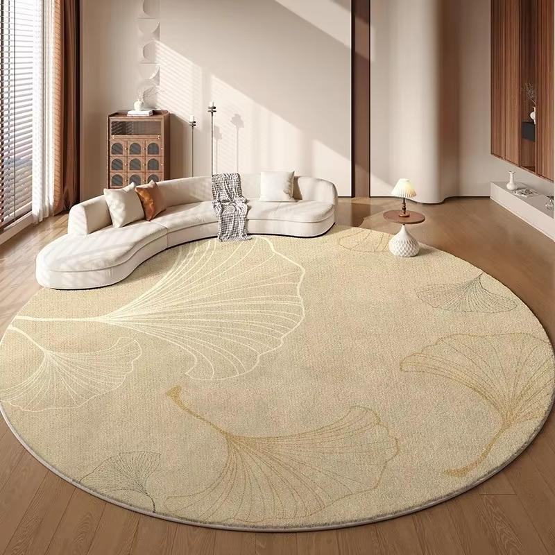 Beige Round Carpet for Living Room Floor Mat Bedroom Carpets Bedside Foot Mats Soft Fluffy Japanese Style Home Decoration Rug