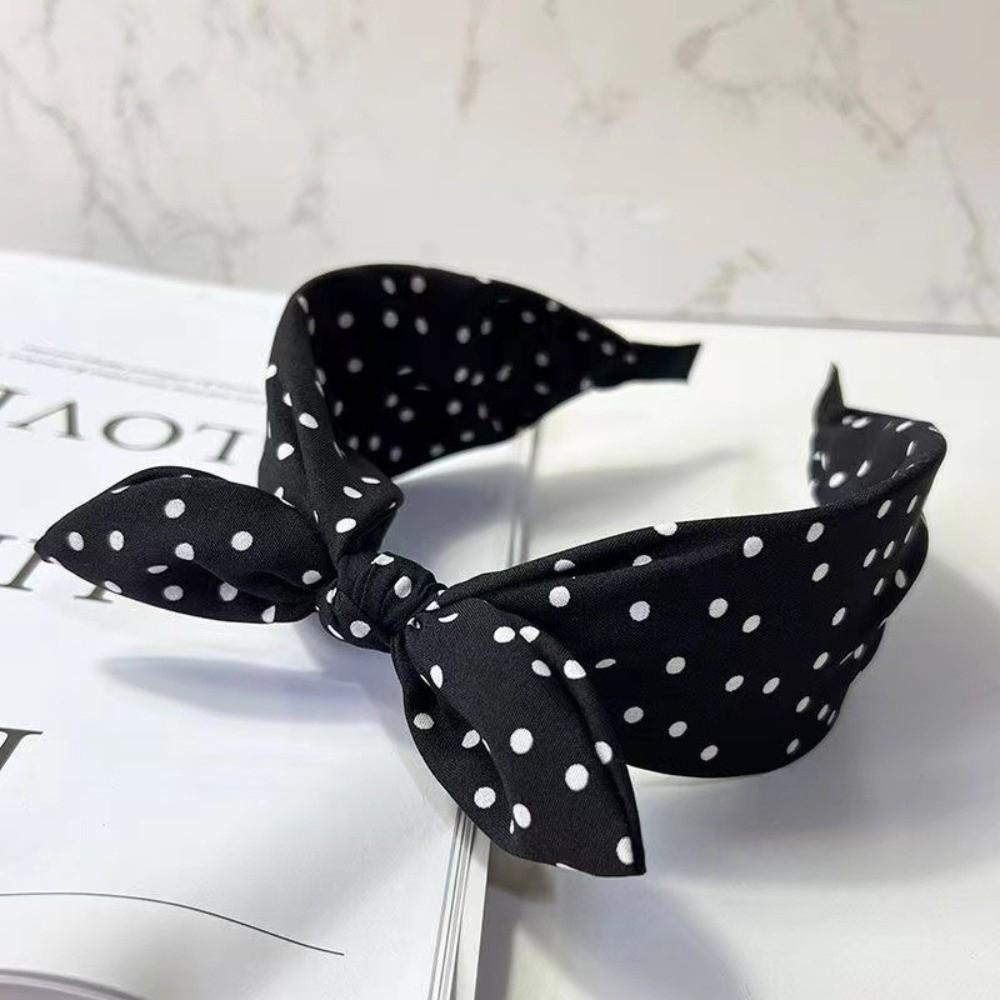 Bow Knot Women's Wide Headband Cross Hair Hoop Headwear Retro Polka Dot Hairband  Hair Accessories