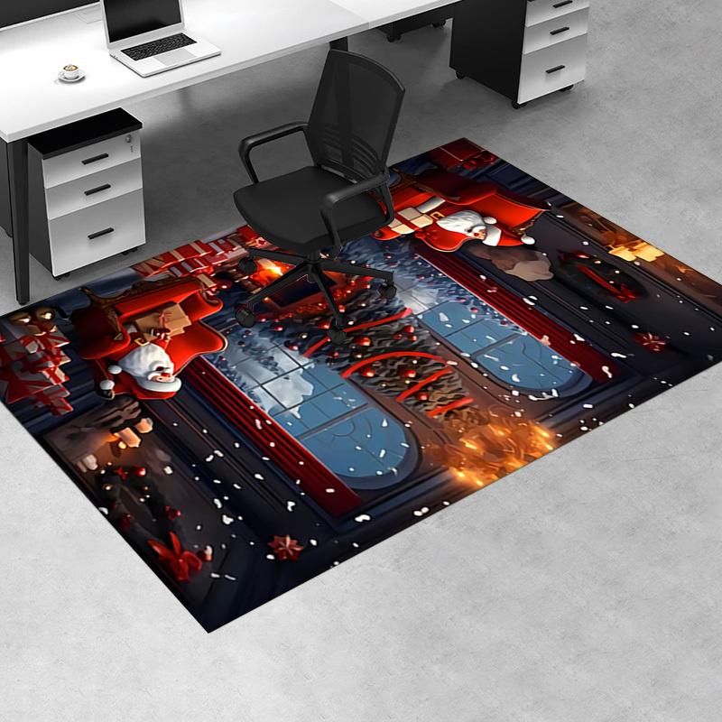 1pc. Christmas Santa Claus Home Decorative Rug Office Chair Mat Outdoor Carpet Gift