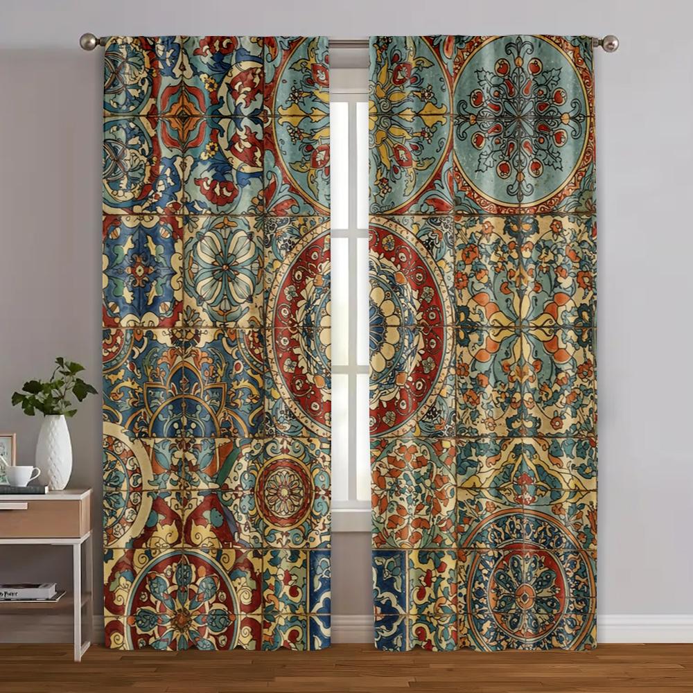 

2 шт., Шторы для окон, Разноцветные цветы, Защита конфиденциальности, Праздничный декор для стен, Подходят для сезонных украшений 52.50×116.00 CM 2pcs