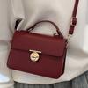 Portable small square bag autumn new fashion popular texture lock solid color casual shoulder messenger bag