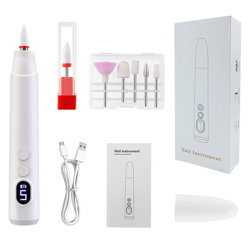 Electric Nail File & Polisher with Base Display - Pen-Style Manicure Grinding & Exfoliating Machine