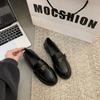 Super soft leather black camellia spring and autumn new one-pedal platform single shoes women
