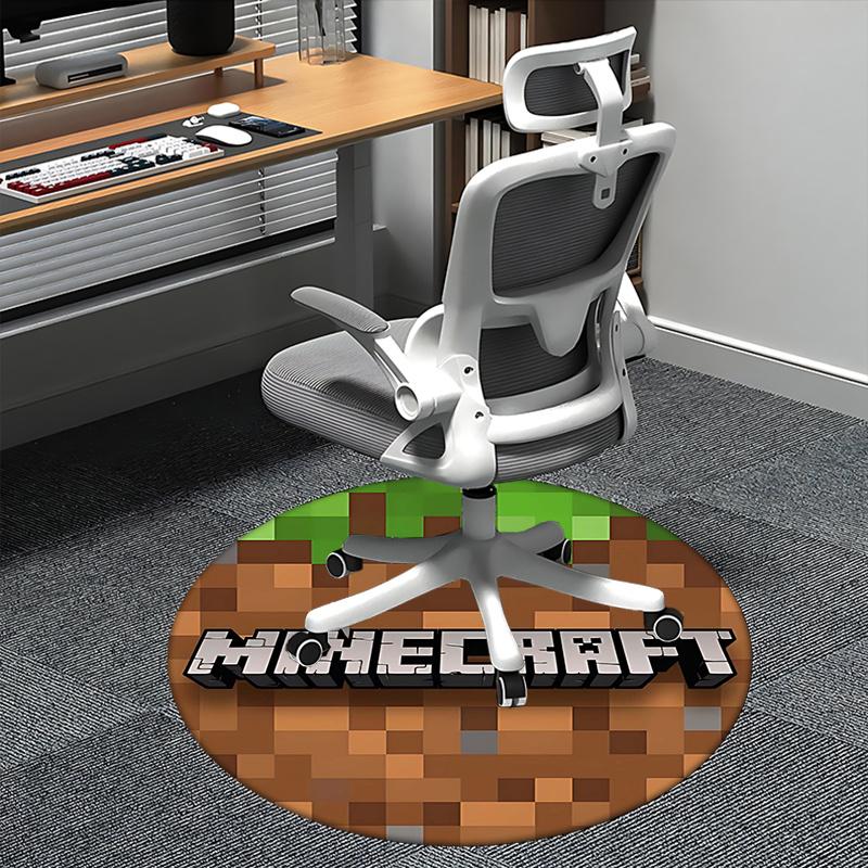 

Minecraft Logo Chair mat Round Rug-Office carpet, Machine Washable, Non-slip, Suitable for Living Rooms, Bedrooms 80cm
