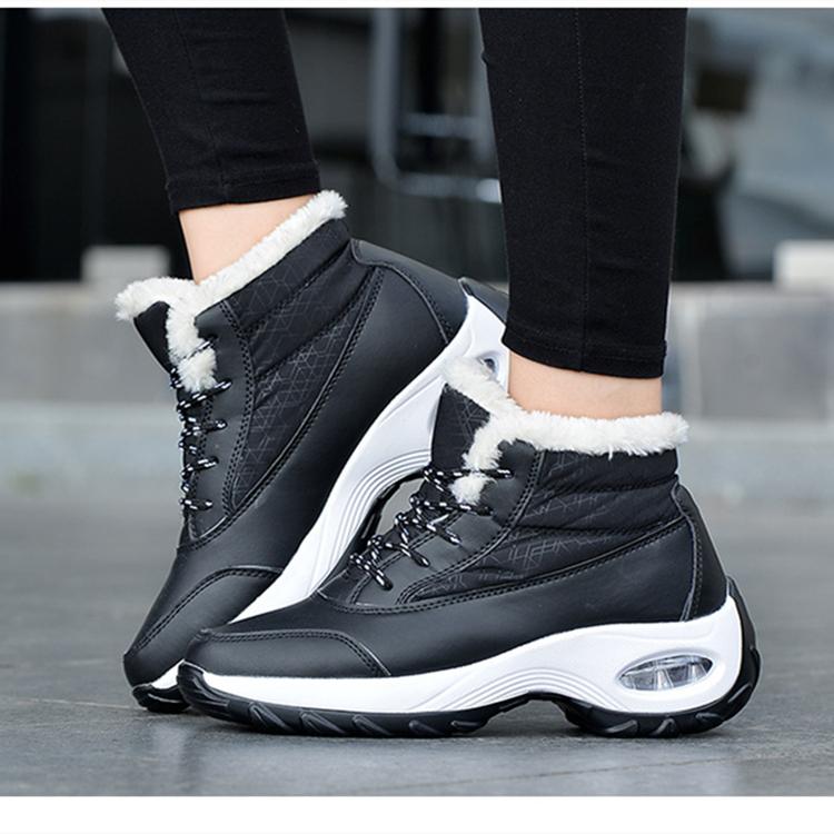 Damesko Vinter Pluss Luftpute Snøstøvler Fritid Semsket Snøring Varm Mellomhøy Bomullssko Stor Ensfarget