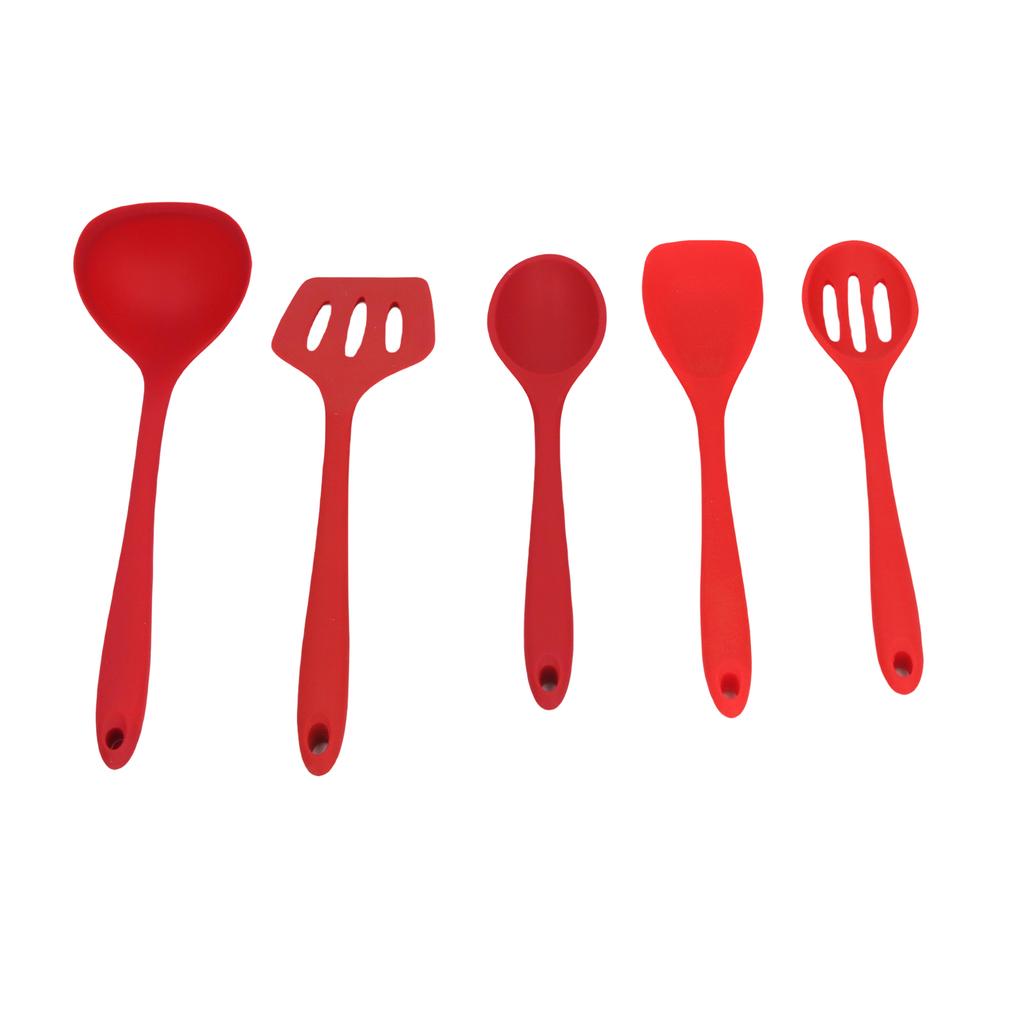 5pcs Set Silicone NOn Stick Heat Resistant Spatula Spoon Soup Ladle Baking Cooking Utensils