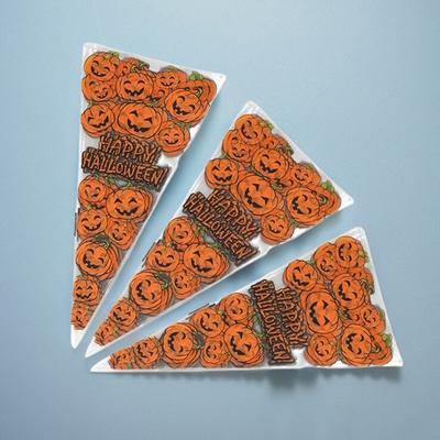 50/100PCS Halloween Plastic Pumpkin Bag Transparent Pumpkin Pattern Decorated Candy Bags Trick Or Treat Plastic Triangle Bag ZYF