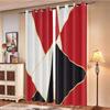2pcs Color Block Splicing Print Blackout Curtains Multi Size Living Room Insulation Decoration Easy Install and Machine Washable