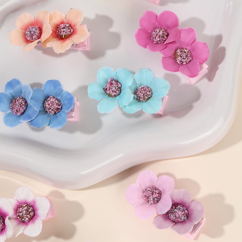 8Pcs Flower Hair Clips Sweet Artificial Double-Floral Hairpin Side Barrette For Girls Children Elegant Headwear Hair Accessories