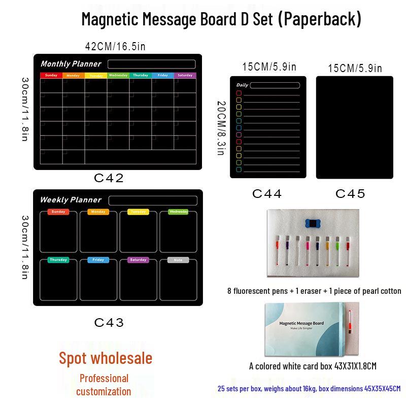 Custom Magnetic Wipeable Acrylic Fridge Calendar Board Sticker.