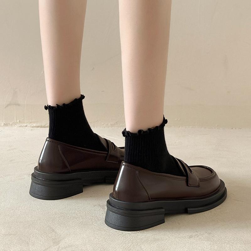 Soft-soled Small Leather Shoes Women's 2025 Spring and Autumn New British Style Black Platform One-pedal Loafers Jk Uniform Single Shoes