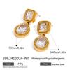 Youthway Vintage Luxury Stainless Steel Geometric White Green Rhinestone Drop Earrings For Women Anti Allergic Jewelry Set