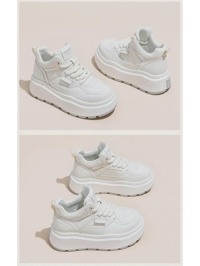 Damskie stylowe białe sneakersy high-top na grubej podeszwie - Kolekcja Jesień/Zima 2025