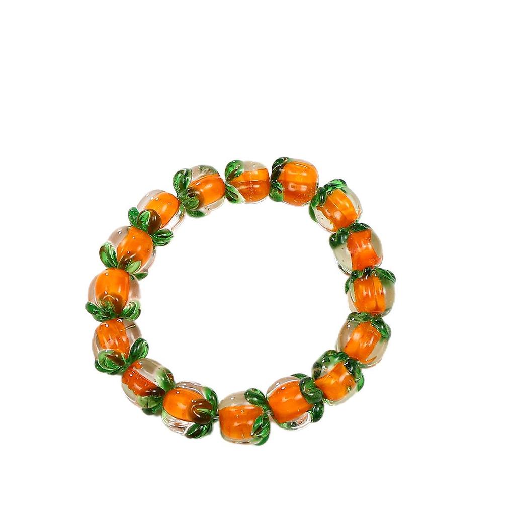 New Chinese Style Persimmon Ruyi Glass Bracelet: Original Crystal Mori Design for Summer