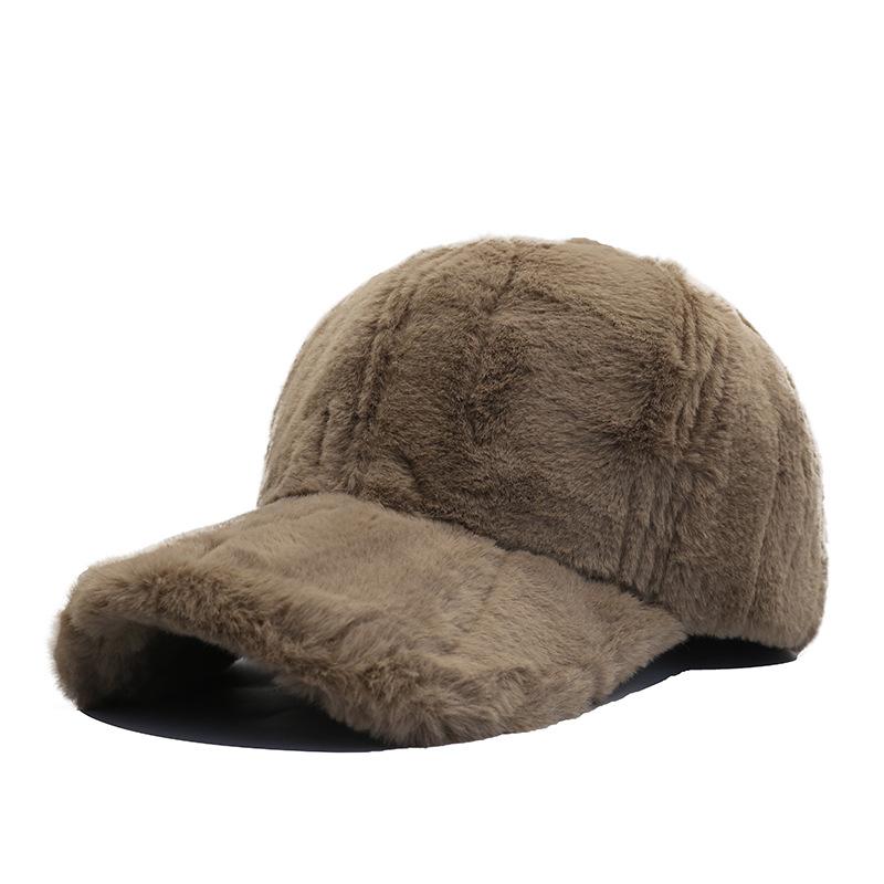 Hat Women's Winter Warm Thickened Plush Baseball Cap Outdoor Solid Color Fashion Casual Plush Cap
