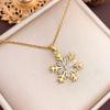 Necklace European and American hot-selling pearl snowflake does not fade titanium steel necklace accessories women's niche design sense collarbone