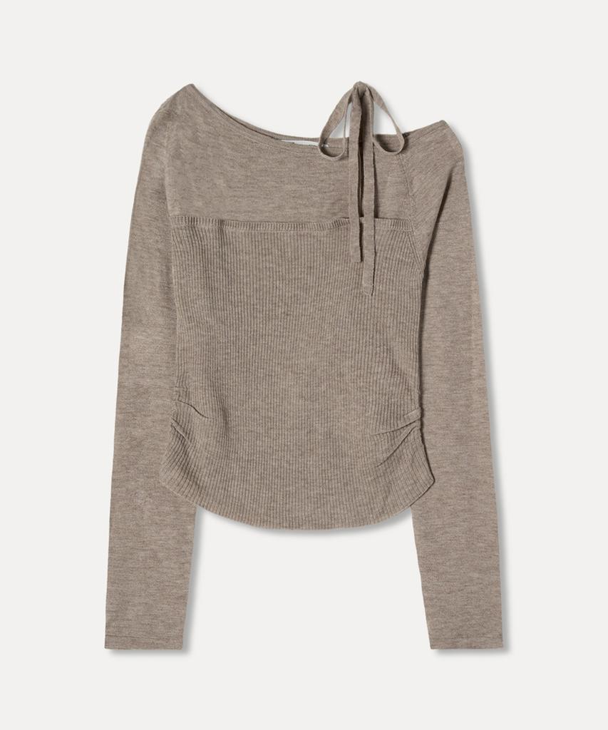 MIXXO Ribbon One-Shoulder Pullover Re Kaf939T_Miwkag34Qt