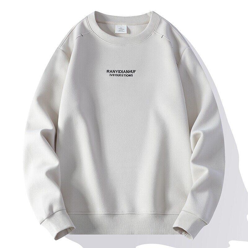 Spring Round Neck Sweater Men Loose Simple Casual Shirt Outdoor Sports Long Sleeve T-shirt Solid Color Fashion Bottoming Shirt