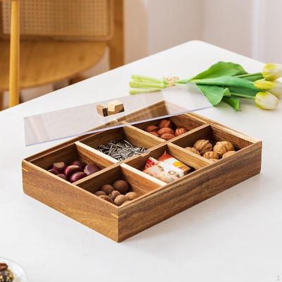 Divided Serving Tray Appetizer Table Centerpiece Wooden Candy Bowl Nut and Storage