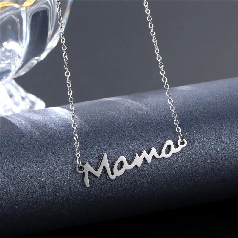 Mama Letter Pendant Necklace For Women Mom Mother's Day Clavicle Chain Choker Stainless Steel Jewelry Minimal Gift