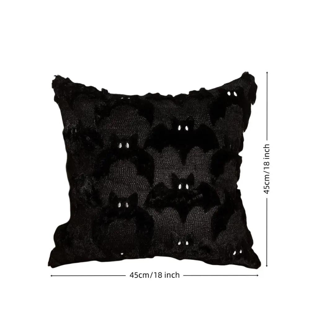 Reusable Ghost with Pumpkin Throw Pillow Cover Black Bat Square Fall Pillowcase Washable 45X45CM Cushion Covers Halloween Decor