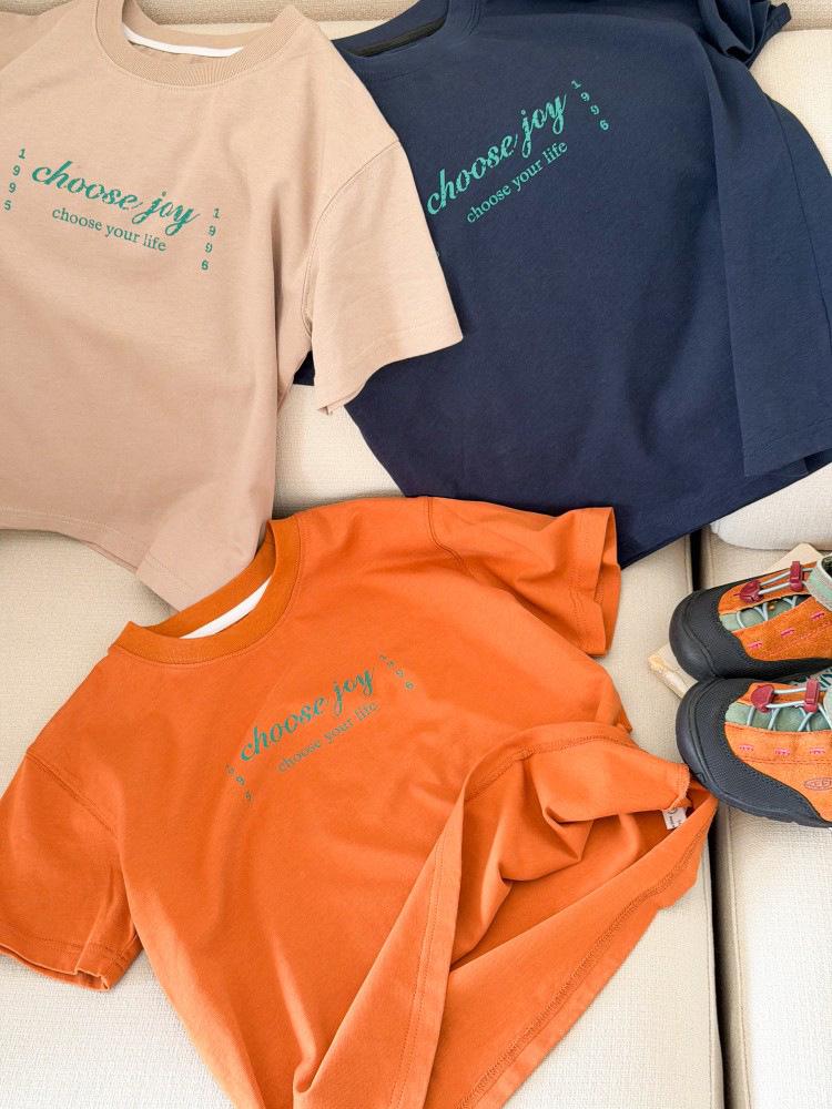 Kids' Summer Short Sleeve T-shirt - Korean Style, Loose Fit, Breathable, Casual Round Neck with Letter Print
