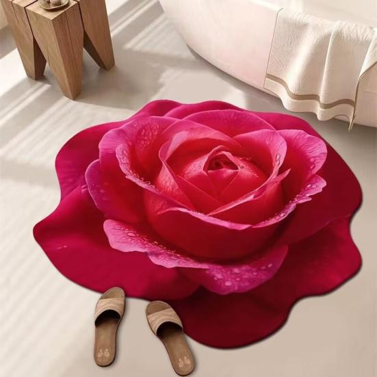 Diatomaceous Earth Bath Mat Non-Slip Absorbent Floor Mat Easy To Clean Quick-Drying Irregular Floral Design Entrance Rug