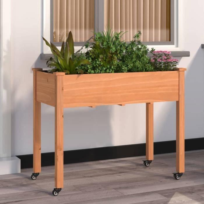 VidaXL Planter On Wheels with Brown Lining 118x59x80 Cm Fir Wood 3157827