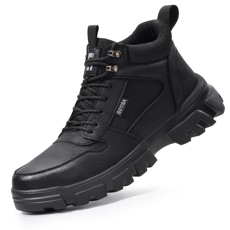 Novas Botas de Segurança com Botão Rotativo à Prova d'Água Tênis de Trabalho Masculinos Indestrutíveis à Prova de Perfuração Sapatos de Proteção com Biqueira de Aço