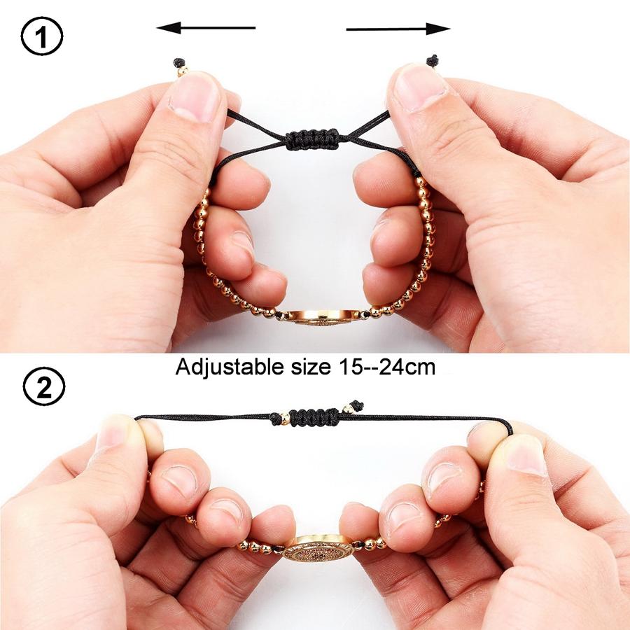Nidin Hamsa Hand Evil Eye Copper Beads Adjustable Bracelet Lucky Braided Rope Bracelet 5 Styles For Women Men Party Jewelry