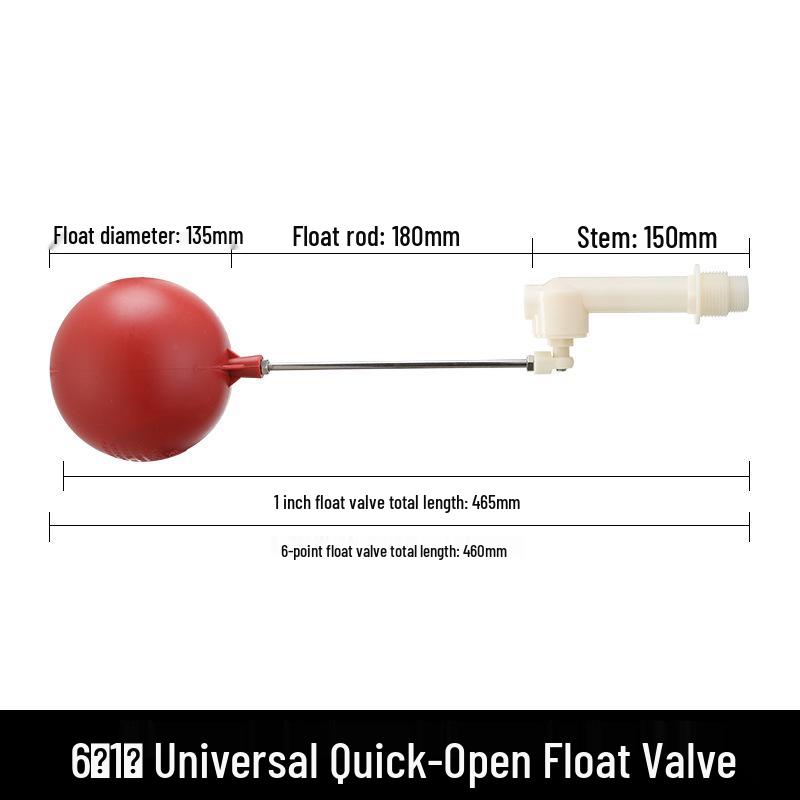 Adjustable High-Flow Plastic Float Valve with Automatic Shut-Off for Water Tanks