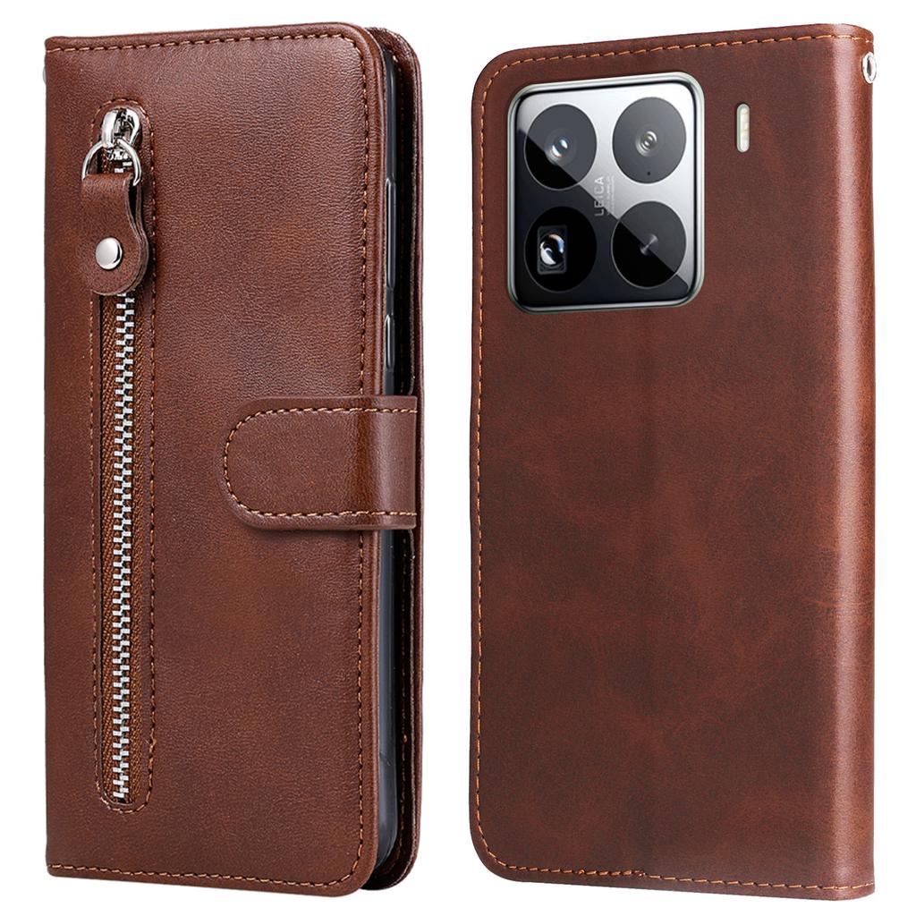For Xiaomi 15 Pro Case Zipper Wallet Calf Texture PU Leather Phone Cover