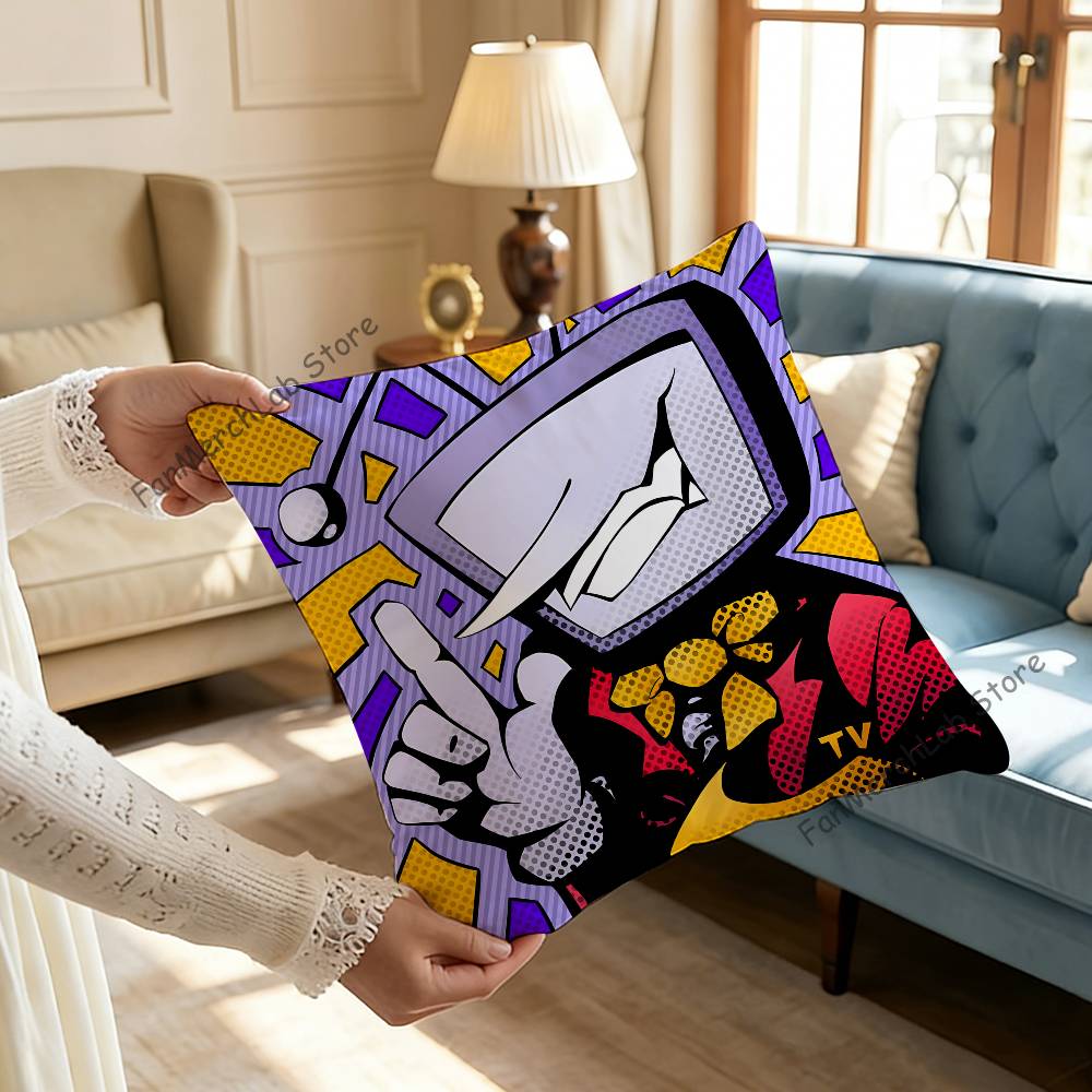 Game DDeltarune TTenna Pillow Covers Cartoon Sofa Decorative Home Doublesided Printing Short Plush Cute Cushion Cover