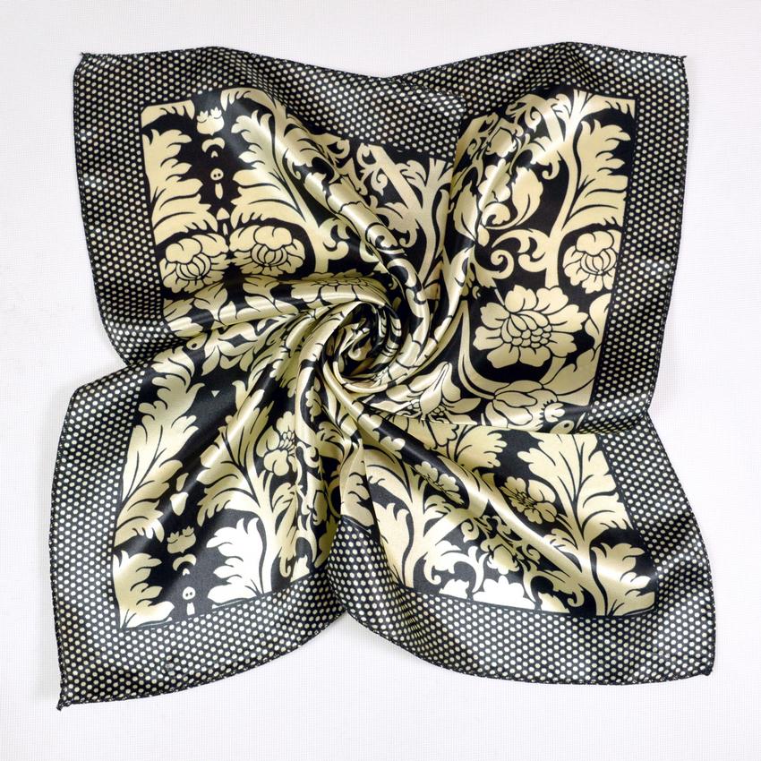 [BYSIFA] Black White Striped Women Small Square Scarf Spring Autumn Professional Silk Scarf Brand Magic Scarves 52*52cm