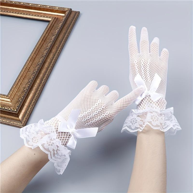 Mary O 65987 Elastic Lace Mesh Gloves Lacecut Out Gloves