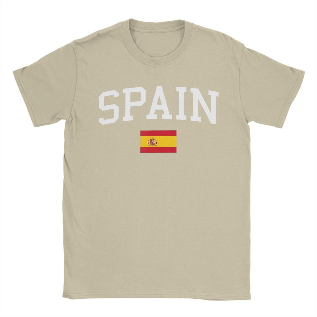 SPAIN Flag Vintage Distressed Cotton T Shirt For Men Summer Streetwear T Shirts Crewneck Fashion Tees Big Size Casual Clothes